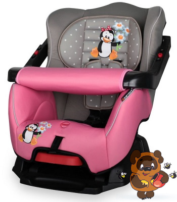 Автокресло Bumper Grey & Pink Penguin - розово-серое с пингвином