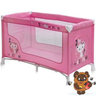 Кровать-манеж Lorelli  Nanny 1 Розовый / Pink Kitten 1612